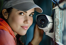 Technician with CCTV